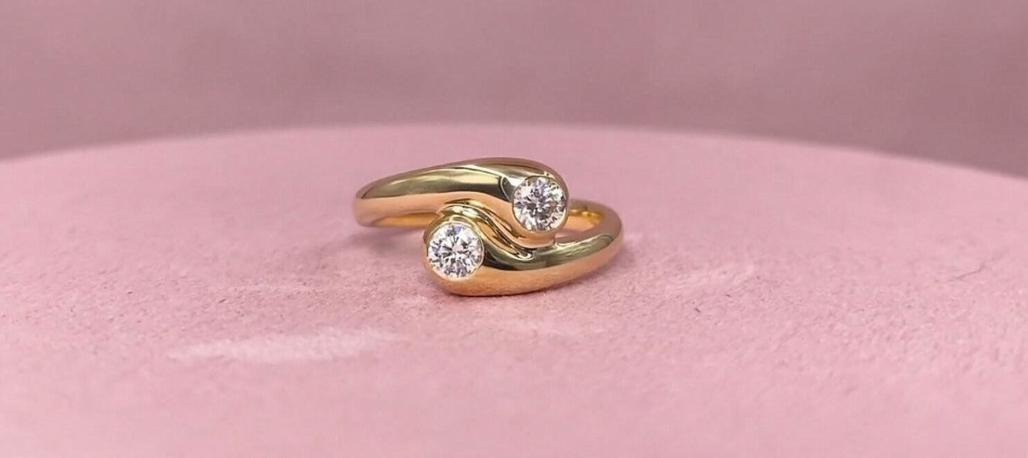 14K Yellow Gold 0.37CT Diamond Yin Yang Wrap Ring