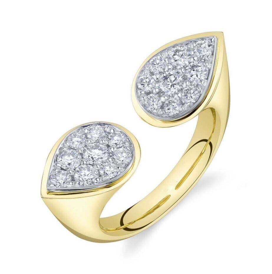 14K White Gold Open Pear Shape Statement Ring