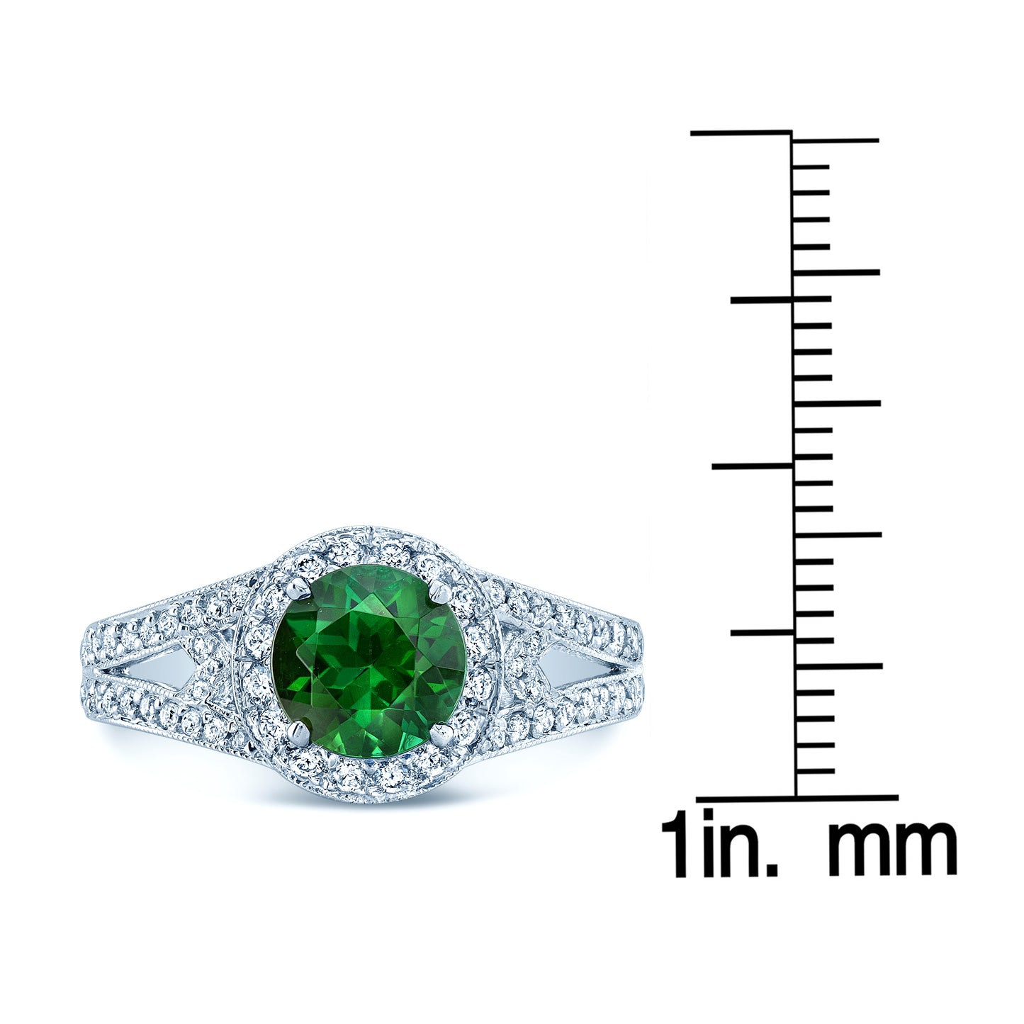 Green Tourmaline Diamond Platinum Ring 2.28 TCW Round Cut Certified Natural