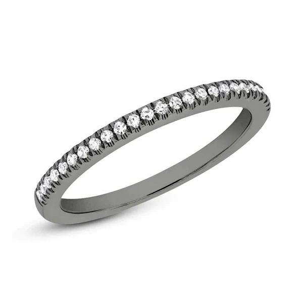 14K Gold Diamond Rhodium Band