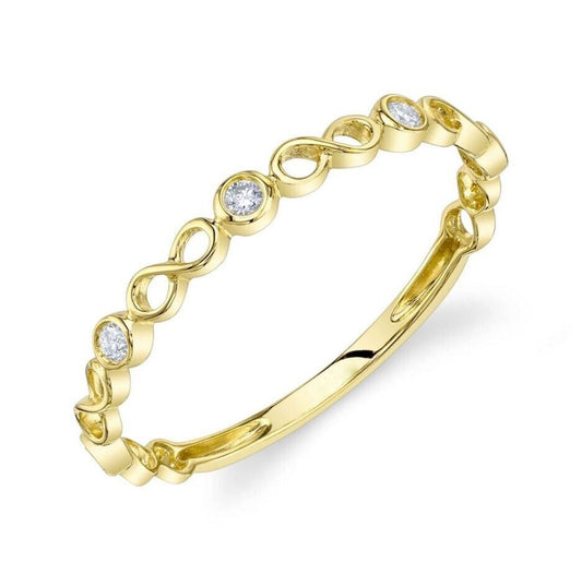 14K Yellow Gold Bezel Diamond Infinity Thin Band