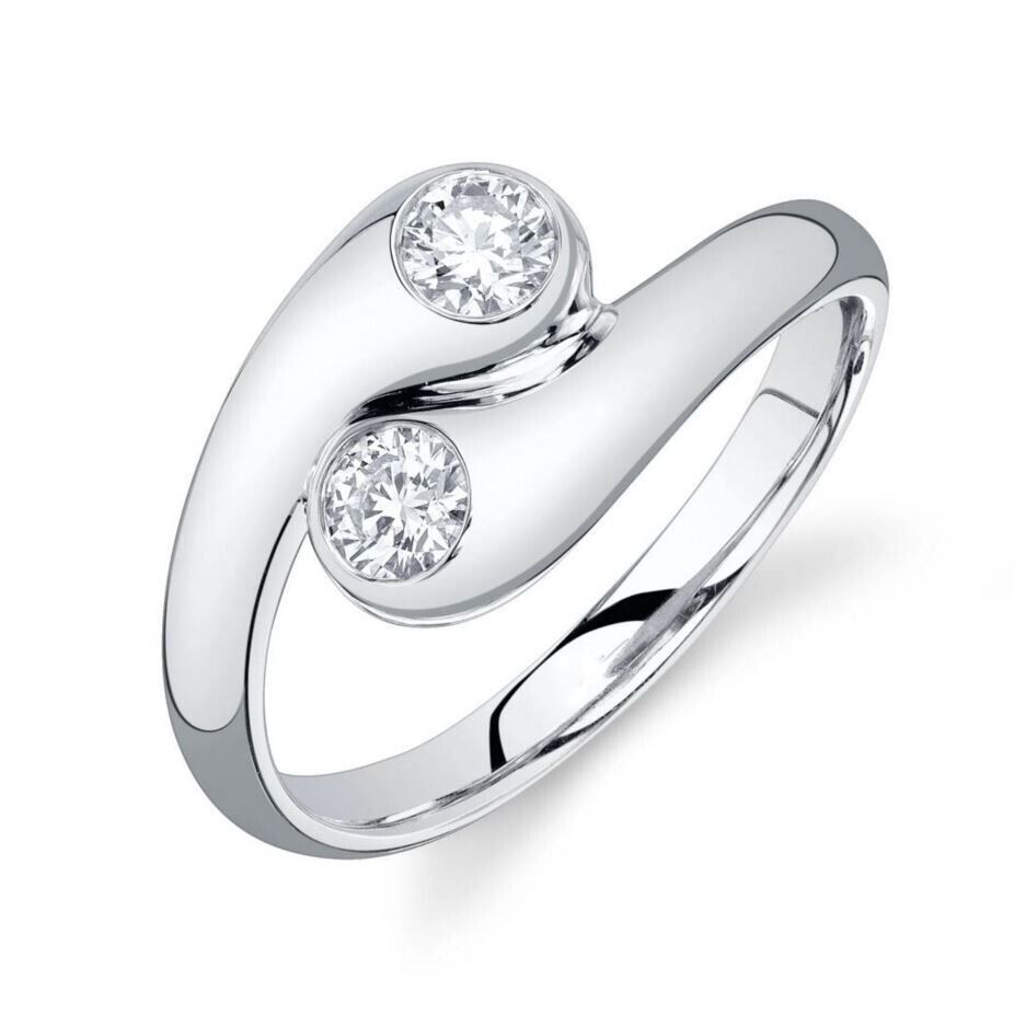 14K Yellow Gold 0.37CT Diamond Yin Yang Wrap Ring