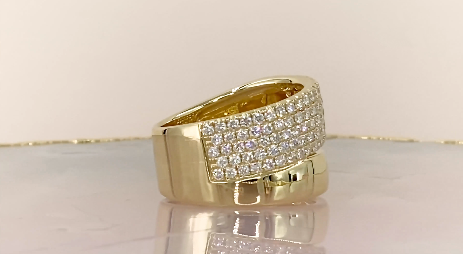 14K Rose Gold Diamond Pave Cocktail Ring Split Wide Statement 1.03CT Natural6