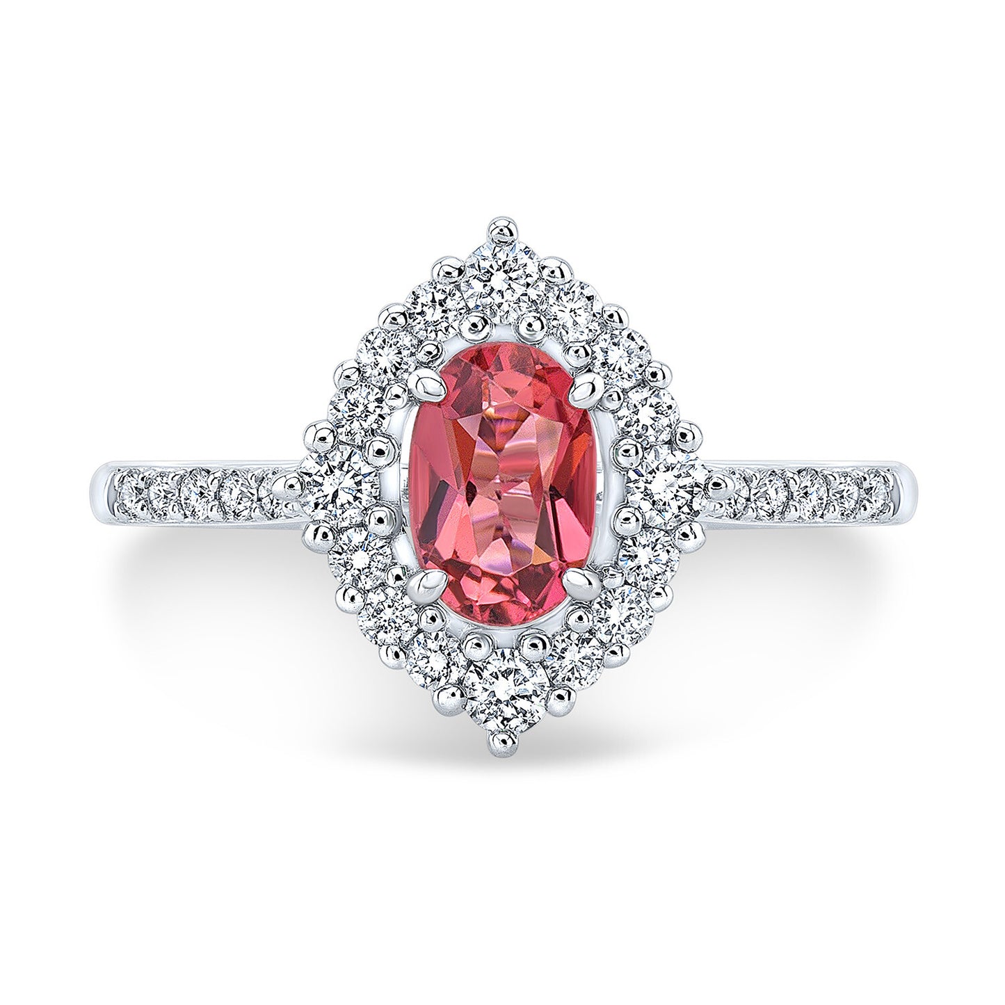 Pink Tourmaline Diamond Oval Ring 14K White Gold 0.83CTW Engagement Natural0