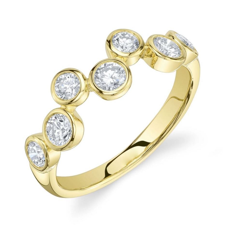 Diamond Bezel Set Scattered Ring Zig Zag Floating Band 0.76CT Natural Round Cut2