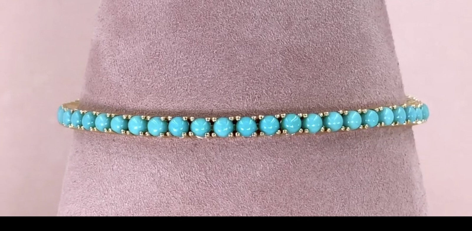 14K Gold Turquoise Tennis Bracelet 7.30 CTW Round Cut Womens2