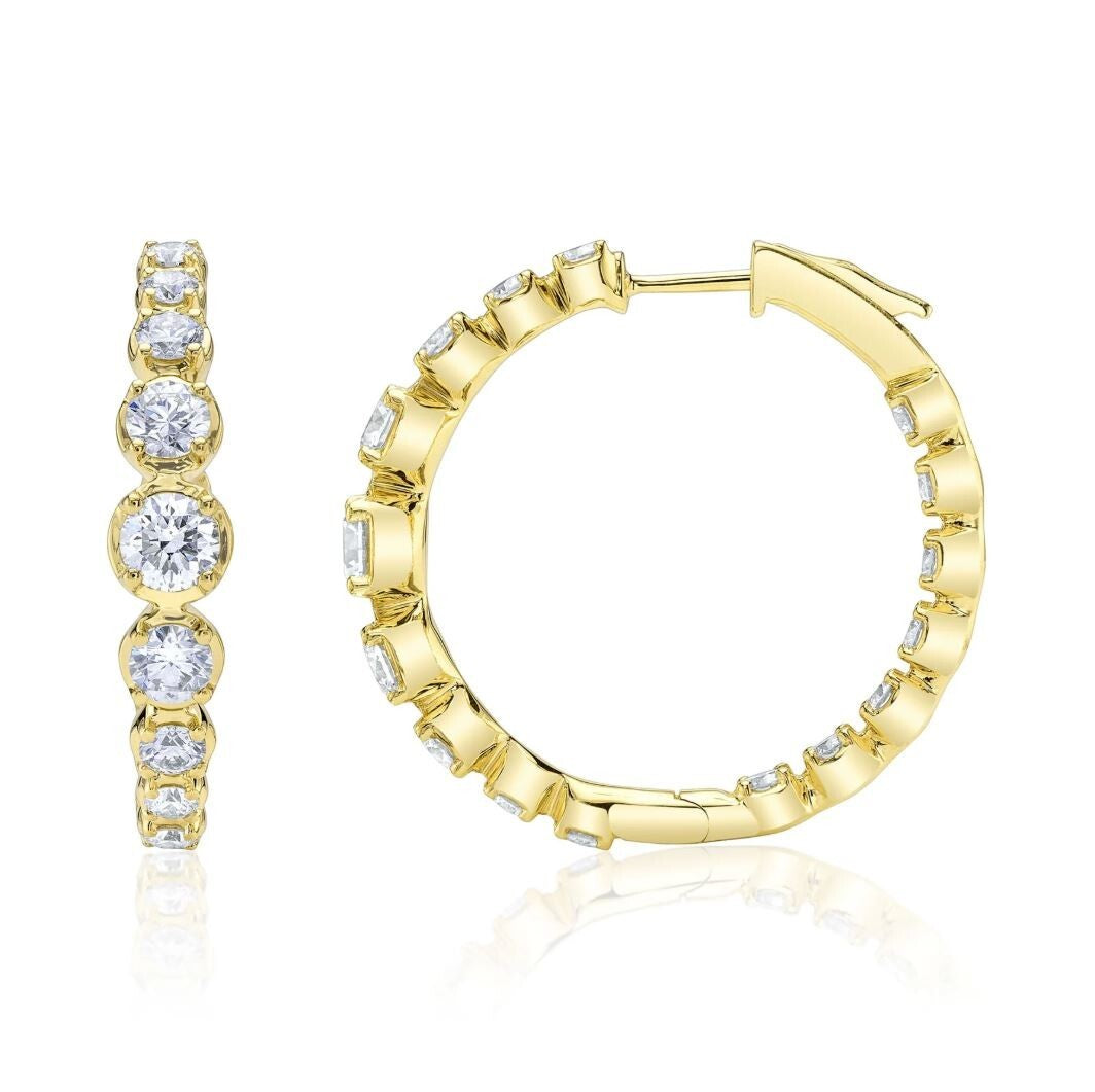 Diamond Hoop Earrings 14K White Gold Inside Out Crown Setting 6.30CT Natural2