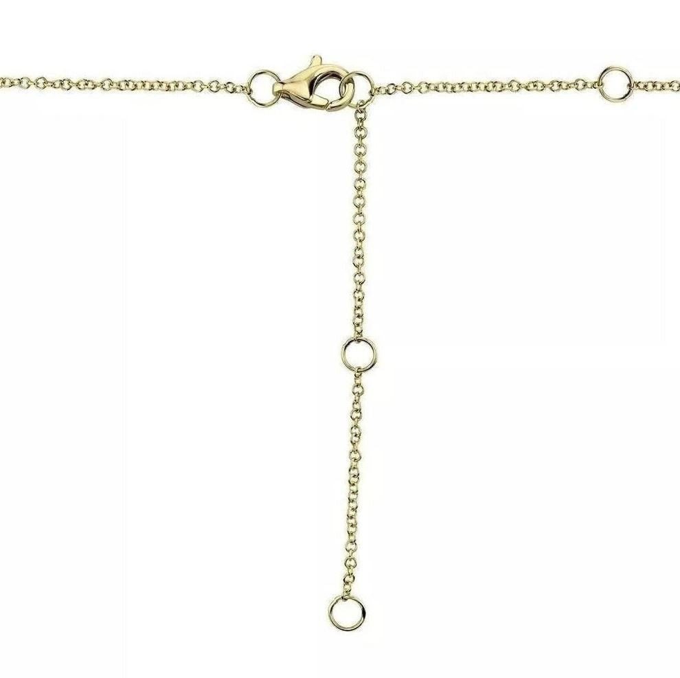 Diamond Feather Pendant Necklace 14K Yellow Gold Natural 0.09CT Round Matte1
