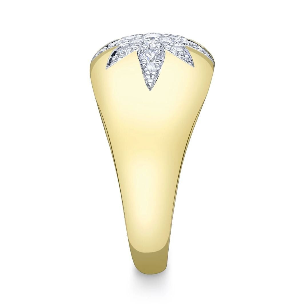 Star Diamond Ring 14K Yellow Gold Starburst Cocktail Statement 0.32CT Size 63