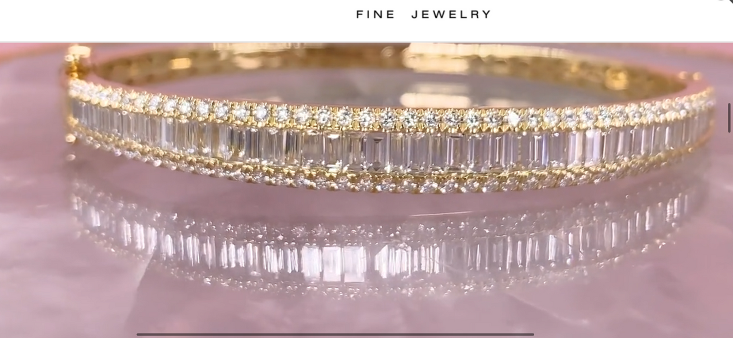 Baguette Diamond Bangle Bracelet 14K White Gold 2.85CT Natural Certified4