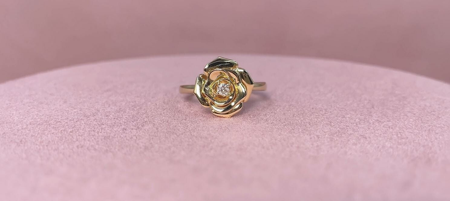 Diamond Flower Ring 14K White Gold Rose Floral 0.07CT Round Natural Certified3