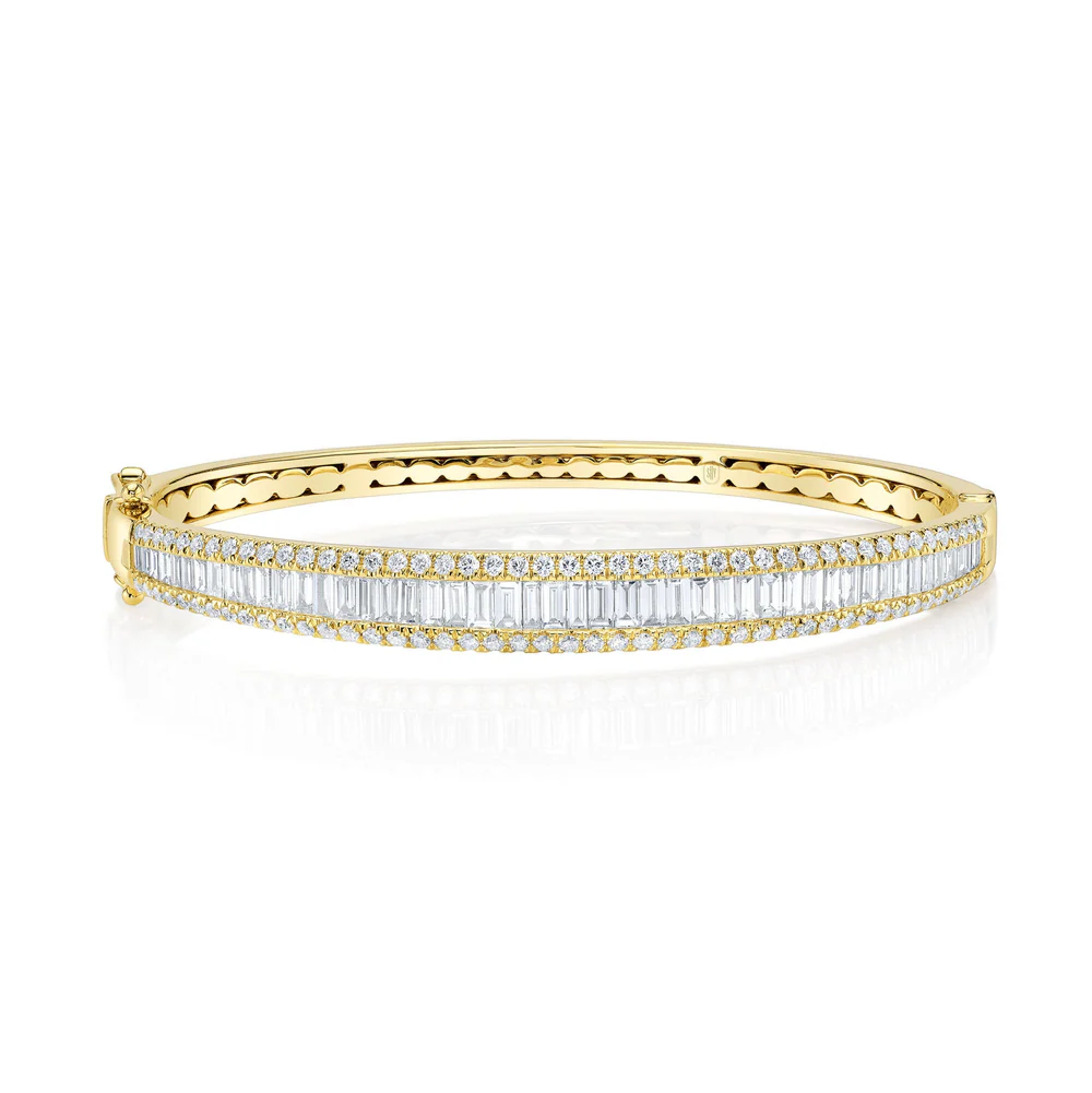 Baguette Diamond Bangle Bracelet 14K White Gold 2.85CT Natural Certified2