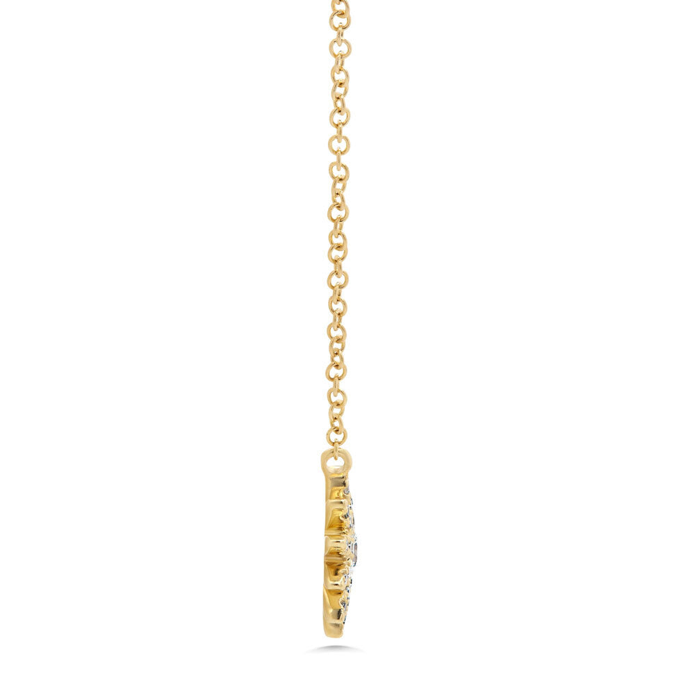 14K Yellow Gold Diamond Starburst Necklace Pendant Natural Round Cut 0.15 CT4