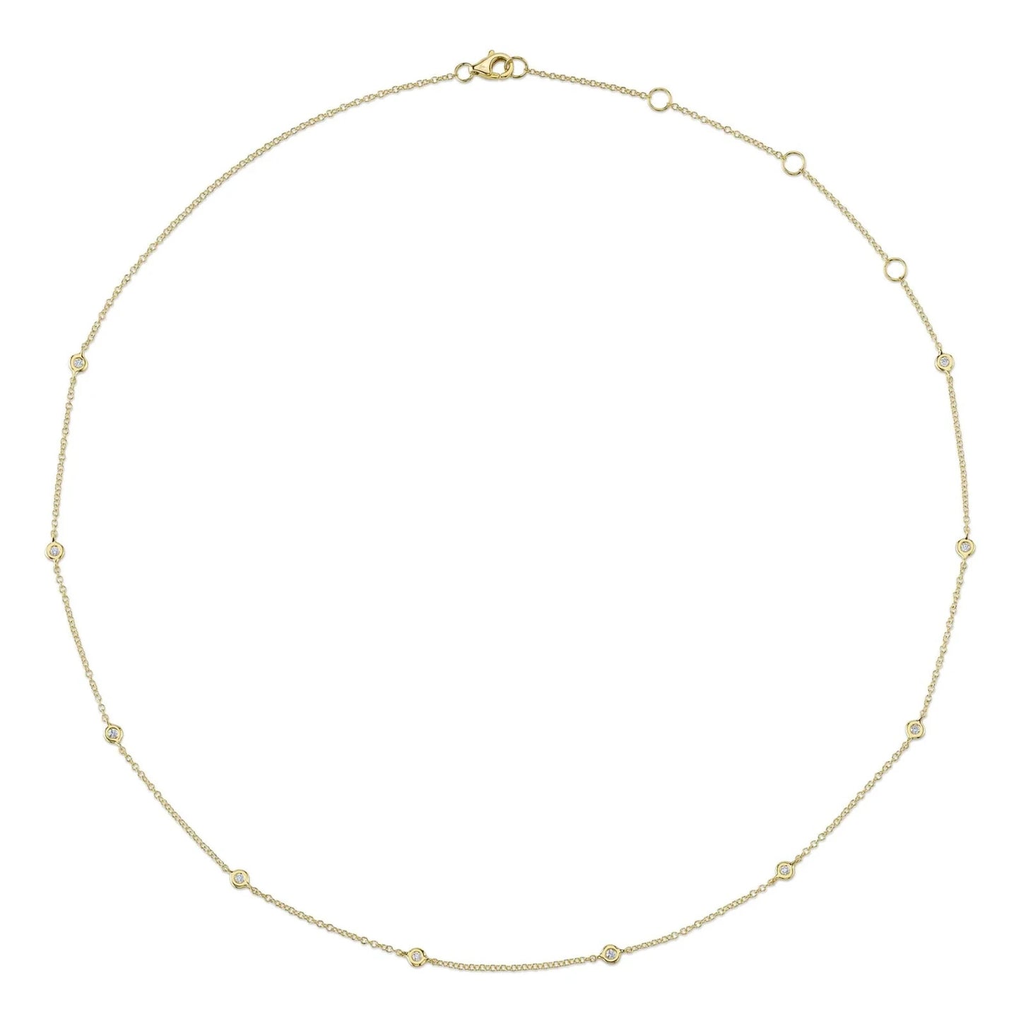 14K Rose Pink Gold Diamonds By The Yard Station Necklace Bezel Natural 0.12CT1
