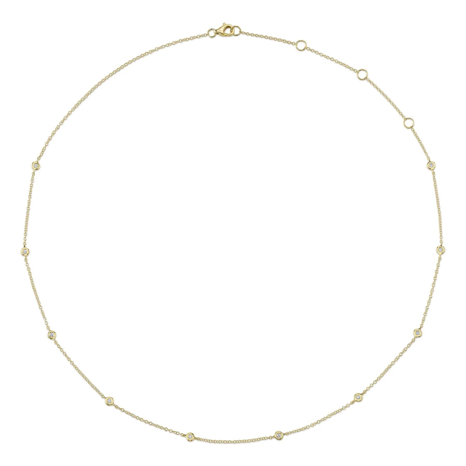 14K Rose Pink Gold Diamonds By The Yard Station Necklace Bezel Natural 0.12CT1