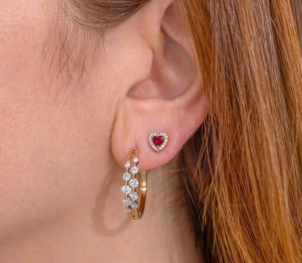 Diamond Hoop Earrings 14K Yellow Gold Round Cut Floating Natural Certified1