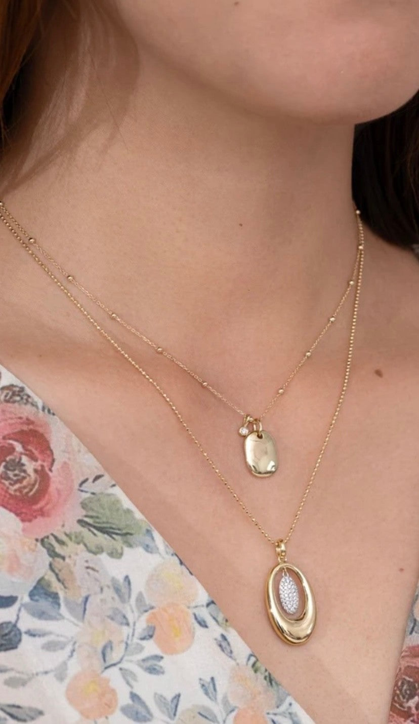 Diamond Dog Tag Necklace 14K Gold Engravable White Yellow Rose Natural3