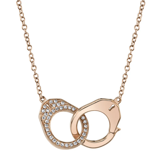 Diamond Handcuff Necklace 14K Rose Gold 0.08CT Round Cut Natural0