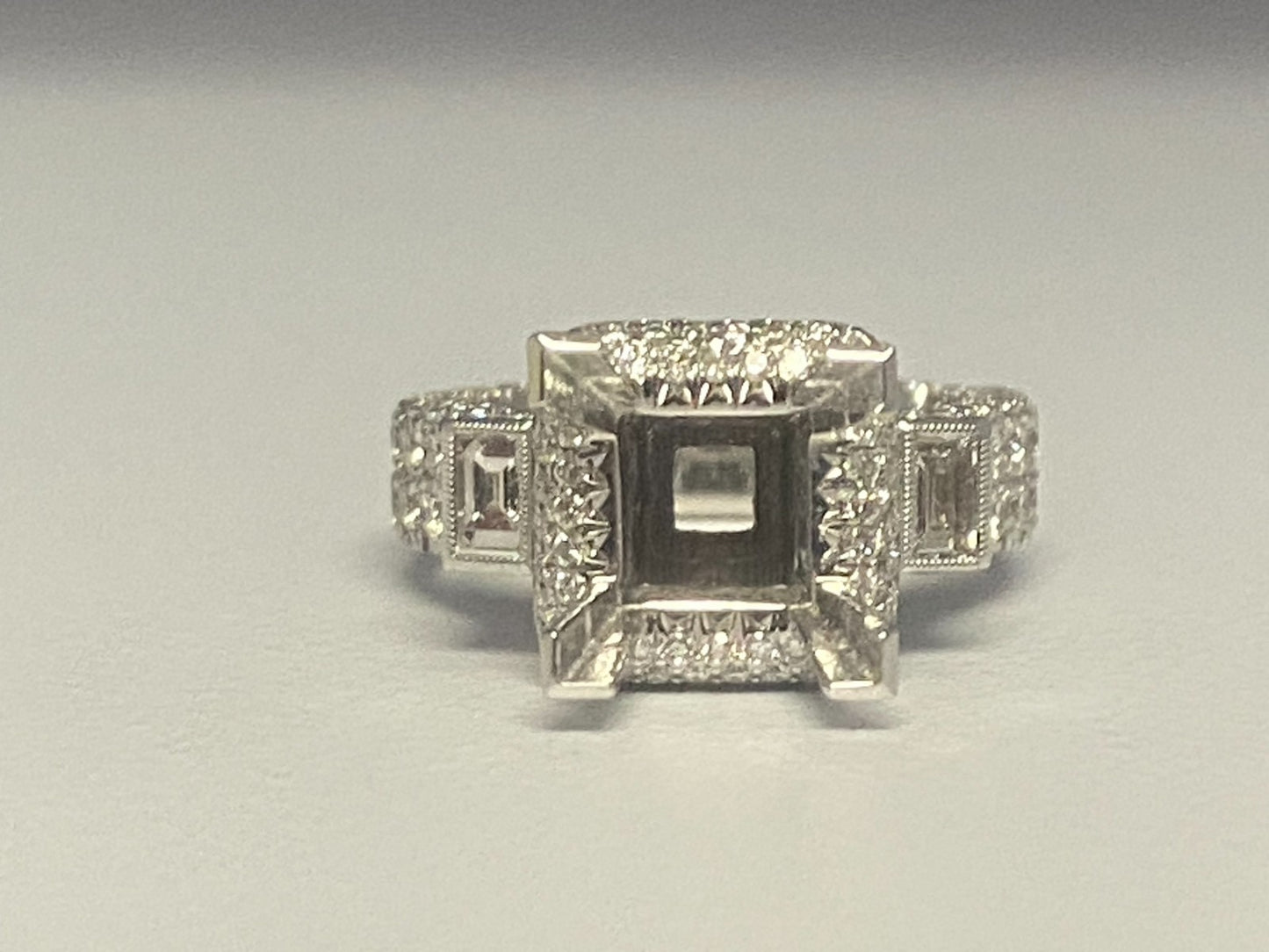 5.5 MM Princess Diamond Semi Mount Ring Setting 18K White Gold Engagement 2.30CT1