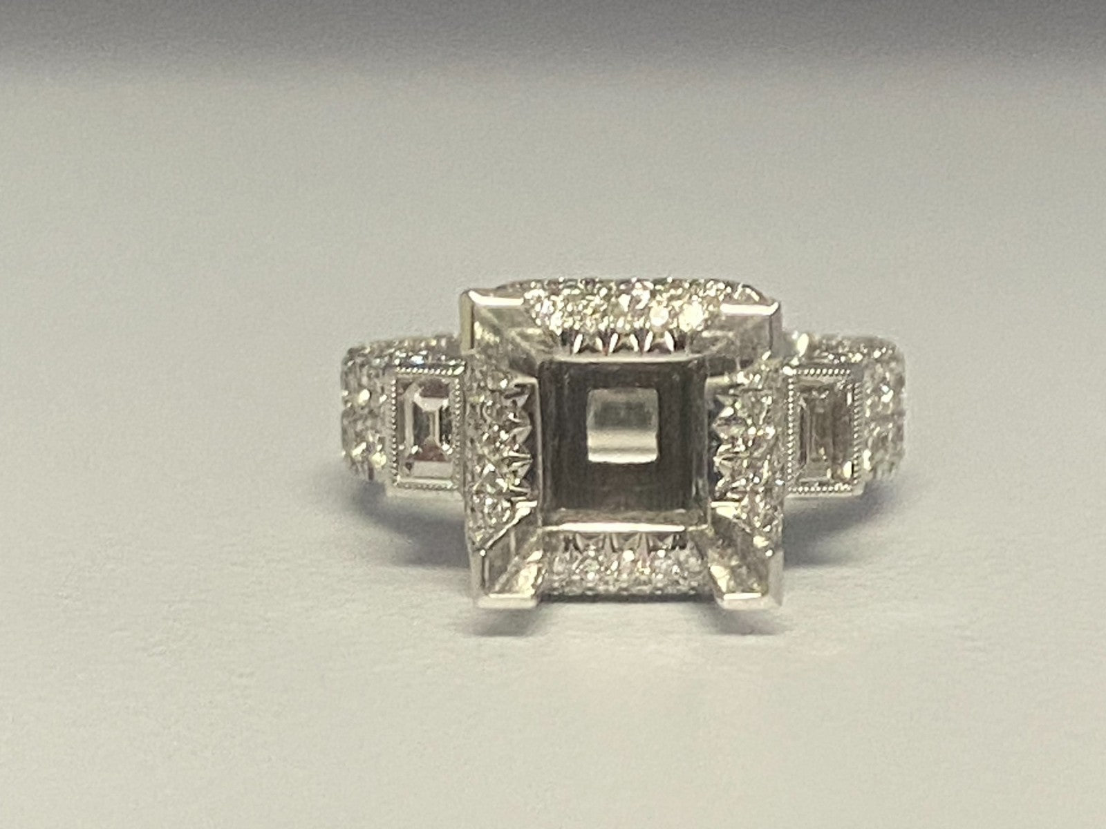 5.5 MM Princess Diamond Semi Mount Ring Setting 18K White Gold Engagement 2.30CT1