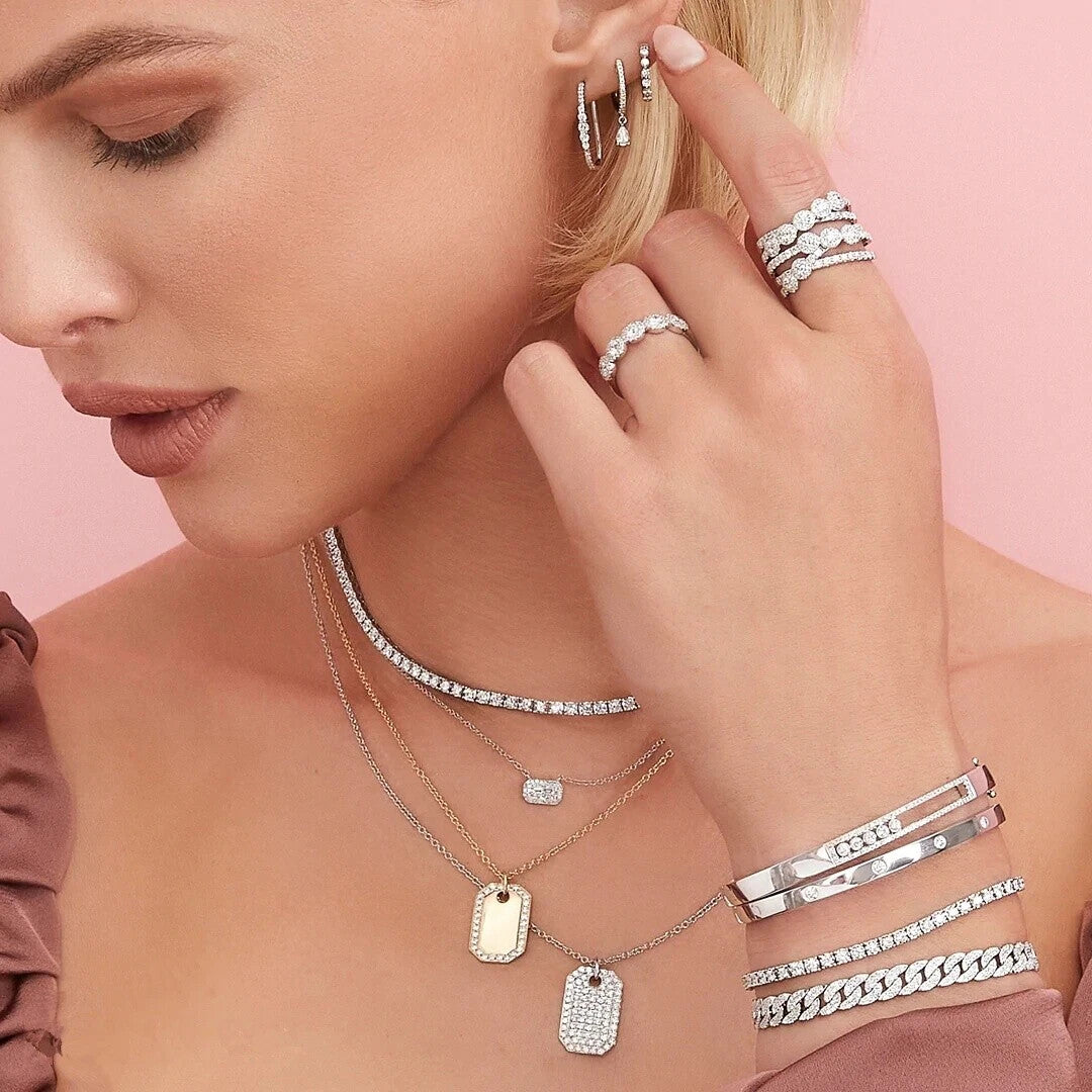 Diamond Crossover Crisscross X Ring 14K Rose Gold Bridge Multi Row Cocktail1