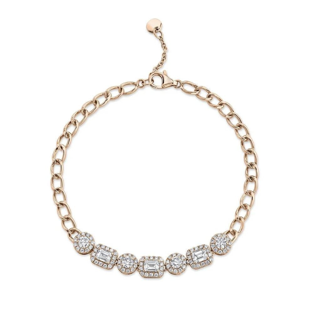 14k Rose Gold Emerald Cut Diamond Bracelet 2.14CT Natural Certified0