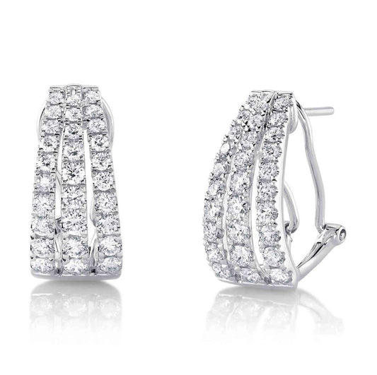 14K White Gold Diamond Earrings Omega Back 1.64CT Natural Certified0