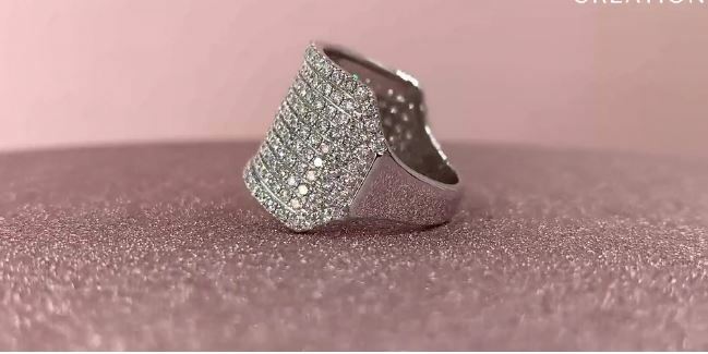 Diamond Pave Wide Ring 14K White Gold Cocktail Statement Natural 2.16 CT2