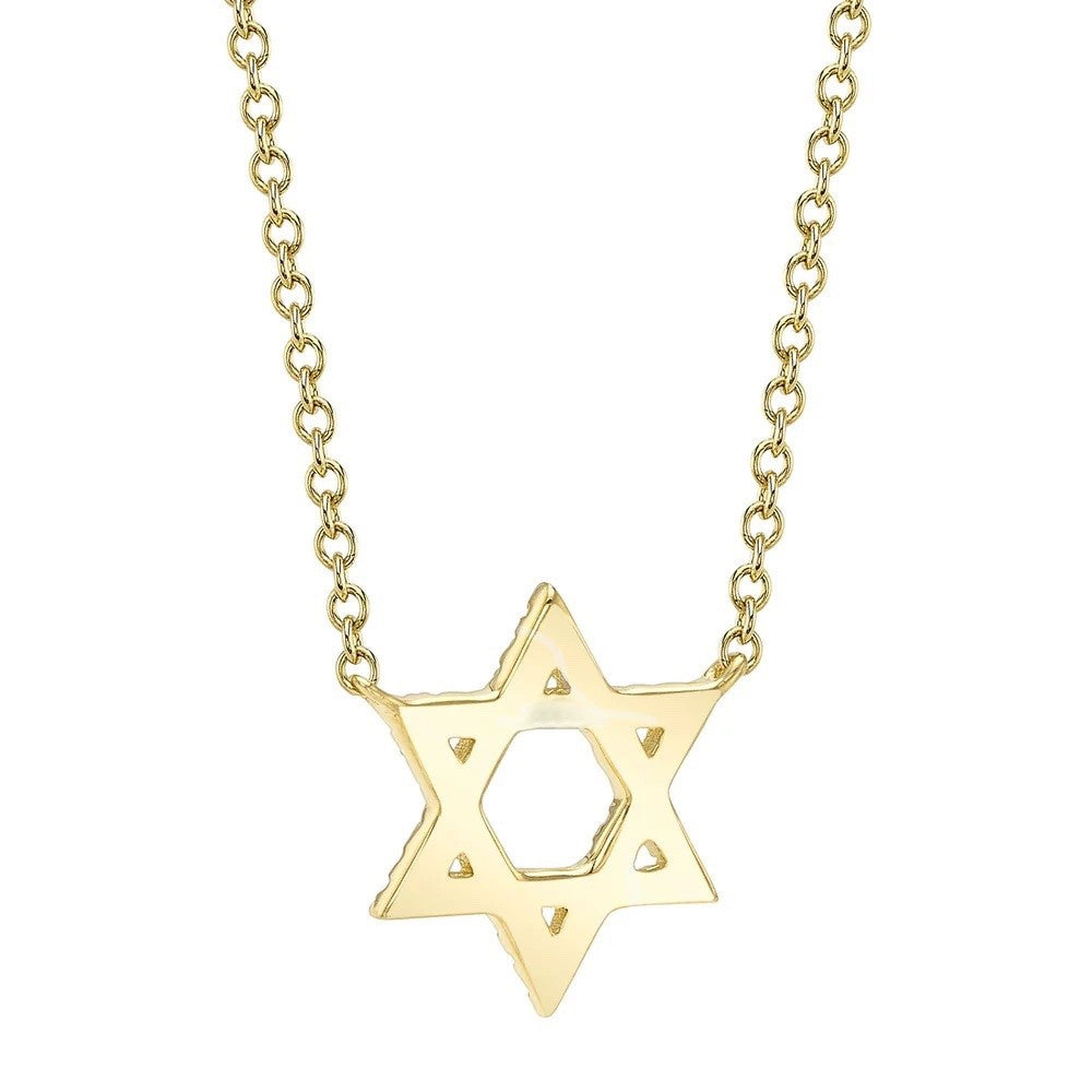 Diamond Star Of David 14K Yellow Gold Pendant Necklace Natural 0.11CT Adjustable4