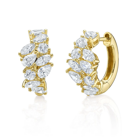 Pear Marquise Diamond Icy Hoop Earrings 14K White Gold 1.85CT Natural Certified0