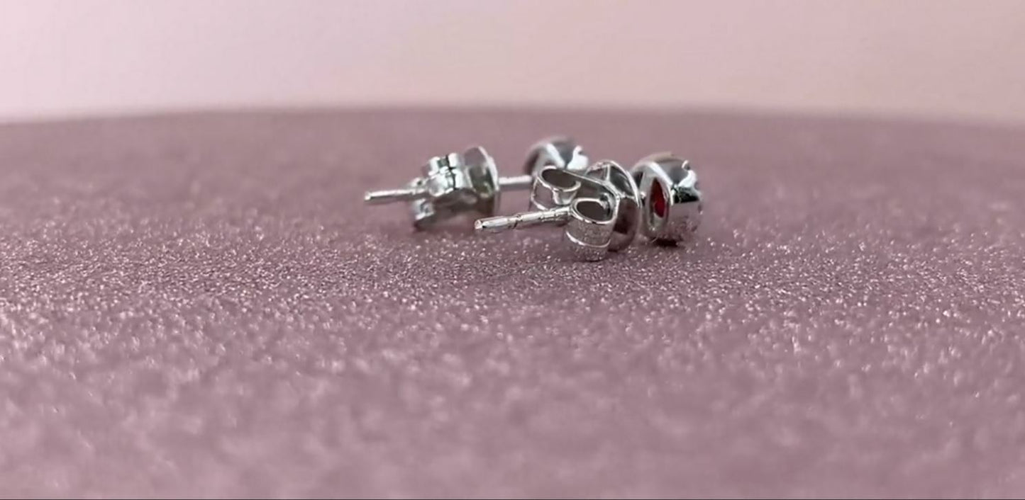 14K Rose Gold Ruby Diamond Stud Earrings Natural Round Halo Solitaire 0.36TCW4