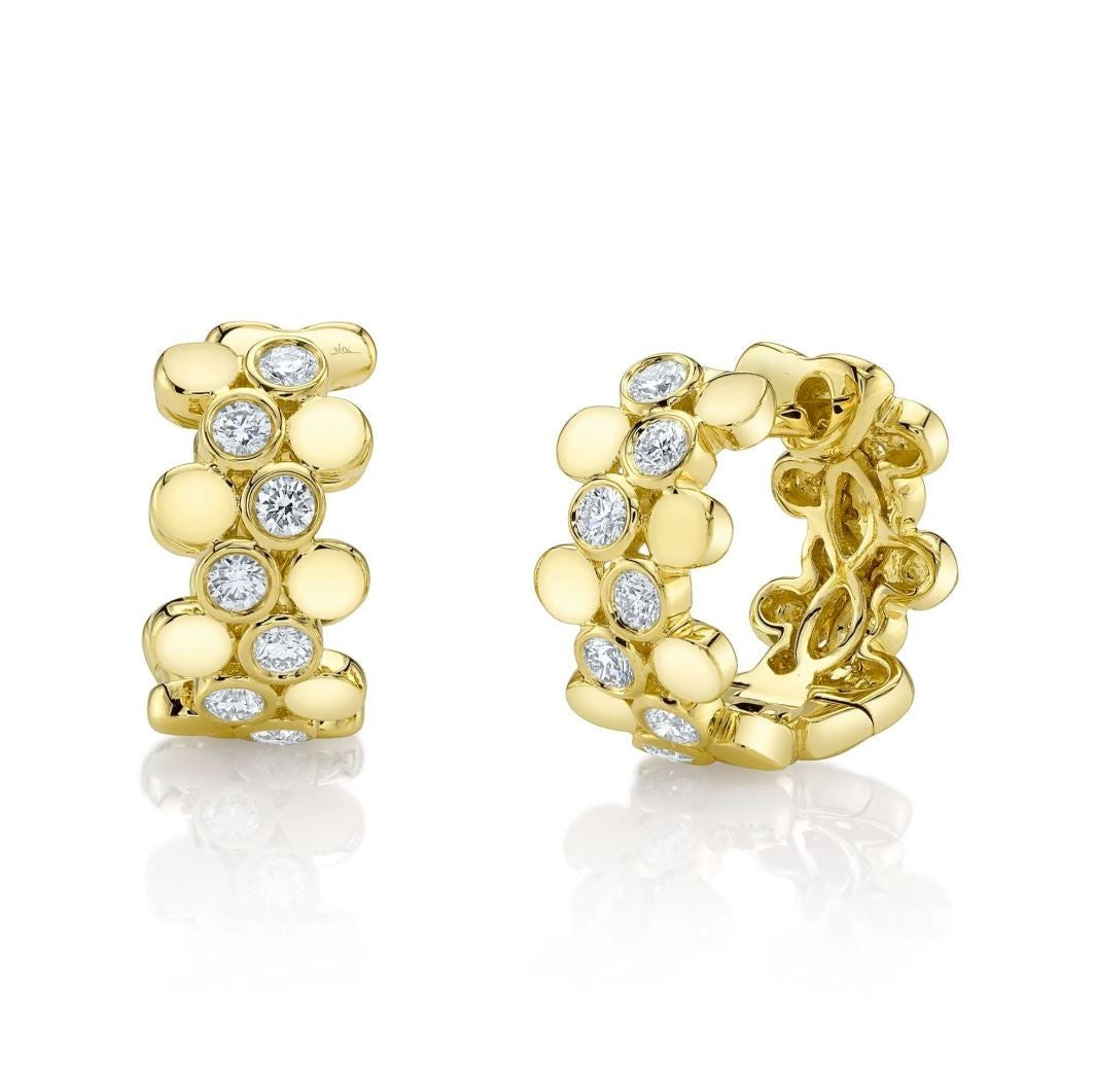 Bezel Diamond Huggie Earrings 14K Yellow Gold 0.30 CT Natural Certified1