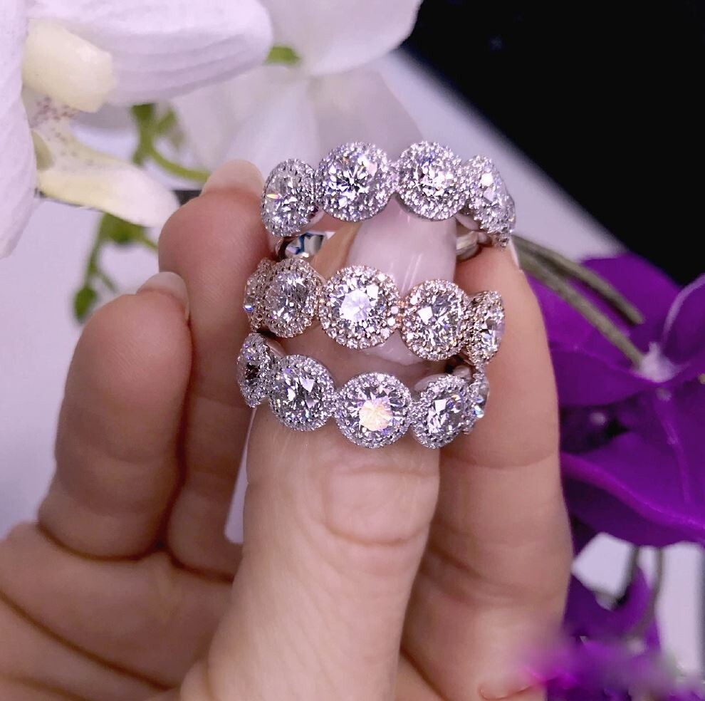 Diamond Engagement Anniversary Ring 14K White Gold Wedding Band 5 Stone 2.28CTW3