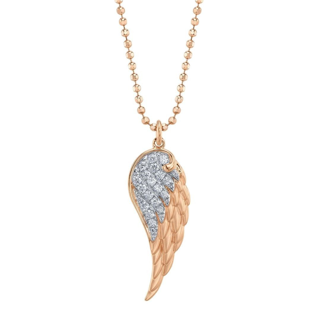 Diamond Angel Wing Cross Necklace 14K Gold Matte 0.20CT Yellow White or Rose3