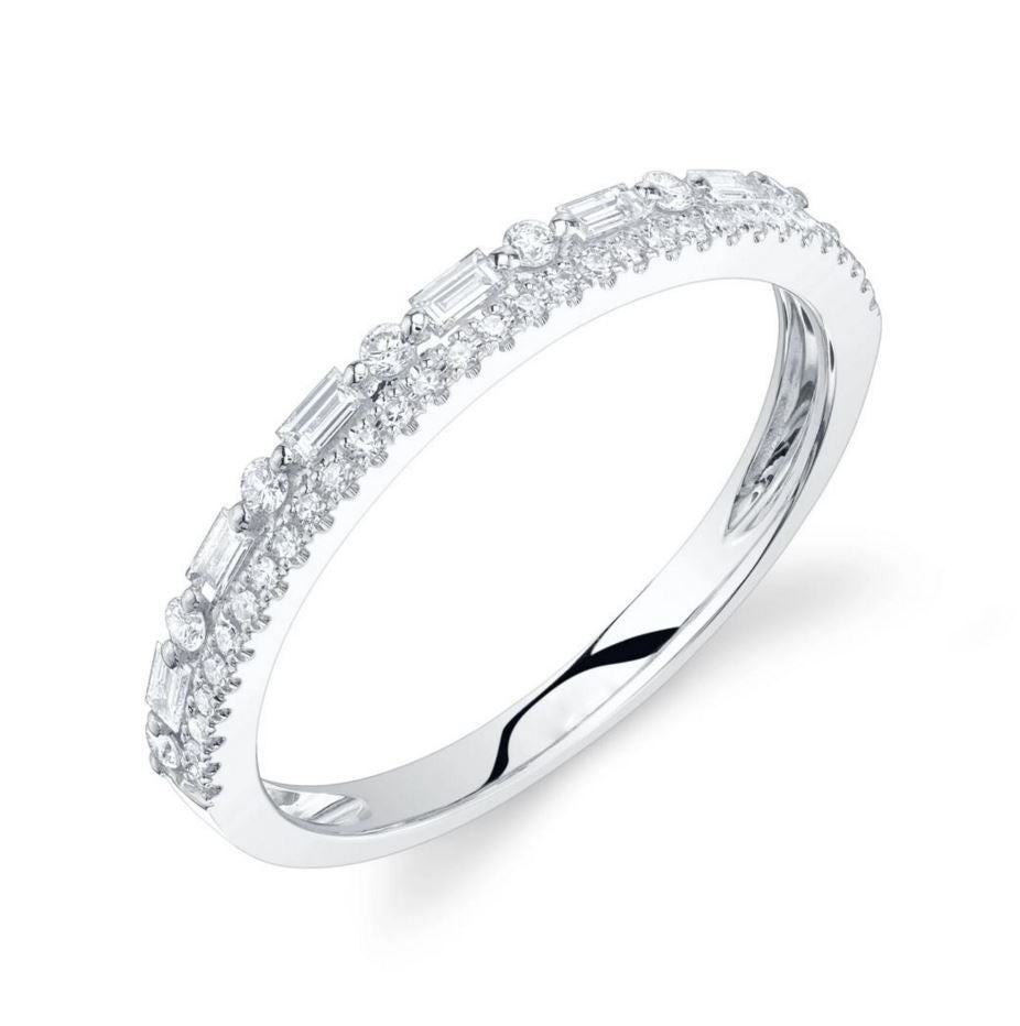 Baguette Diamond Anniversary Ring Wedding Band 14K White Gold 2.5MM Size 7.50