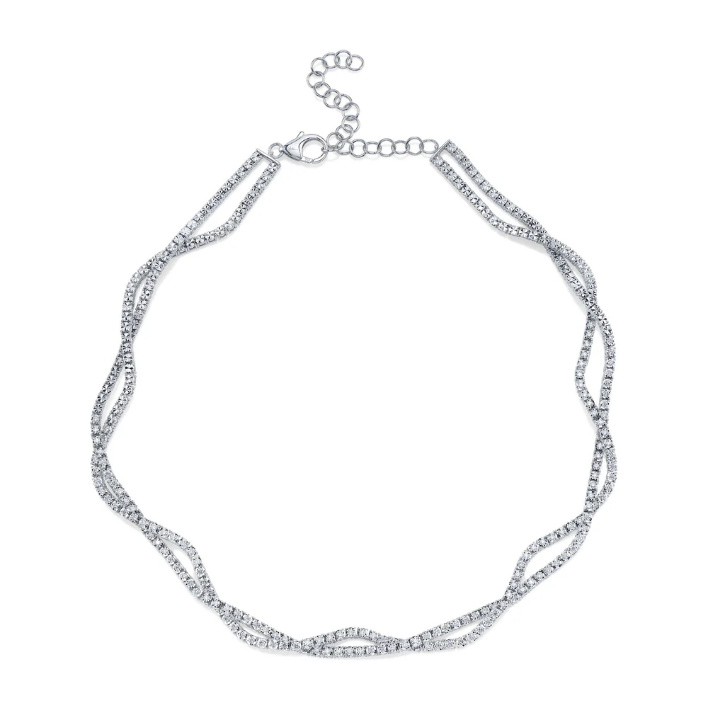 Diamond Twisted Double Strand Tennis Necklace 2.50 CT Natural Certified0