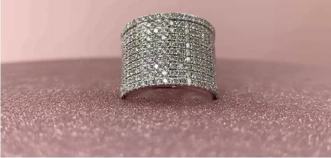 Diamond Pave Wide Ring 14K White Gold Cocktail Statement Natural 2.16 CT1