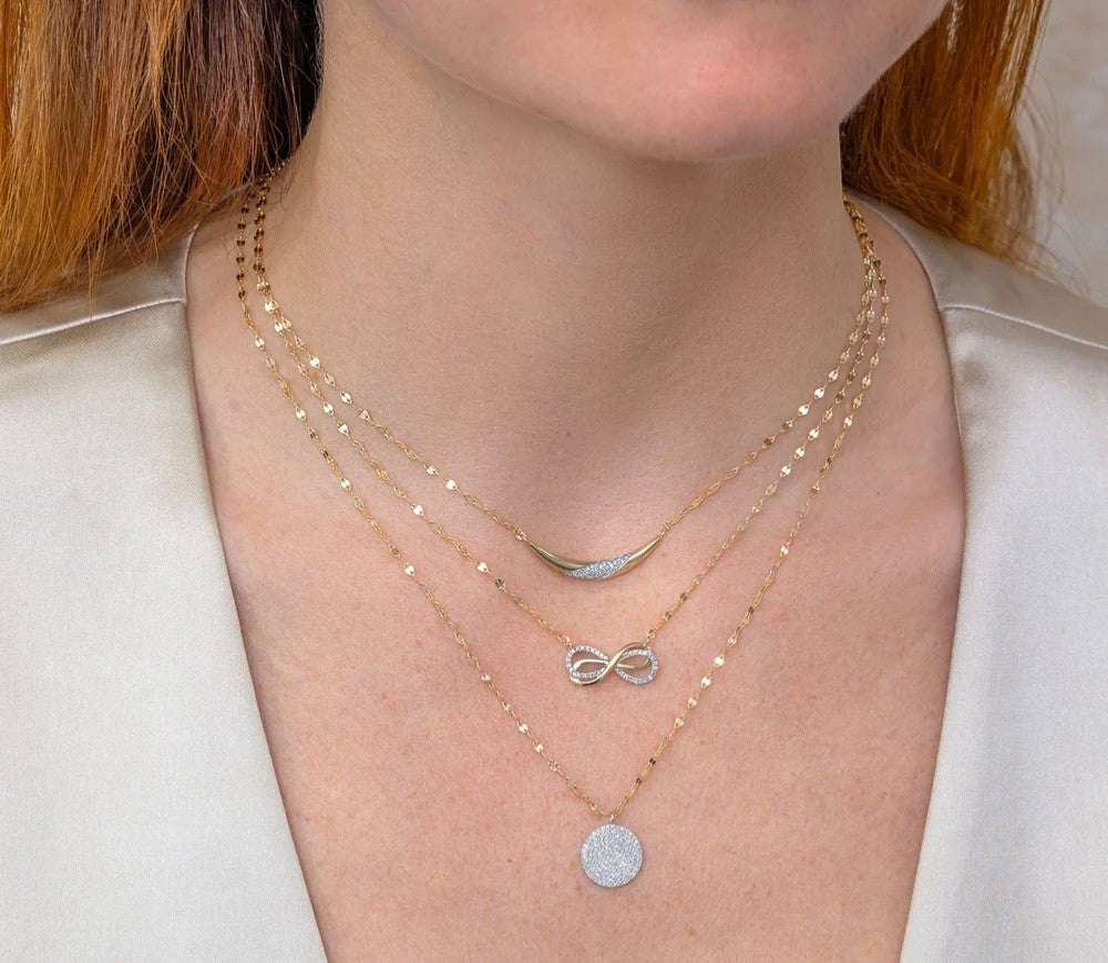 Pave Diamond Circle Disc Pendant Necklace 14K White Gold 0.26CT Natural1