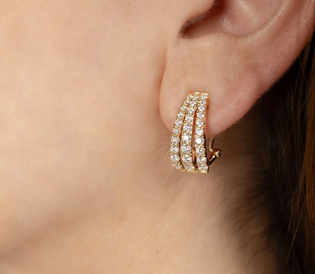 14K White Gold Diamond Earrings Omega Back 1.64CT Natural Certified1