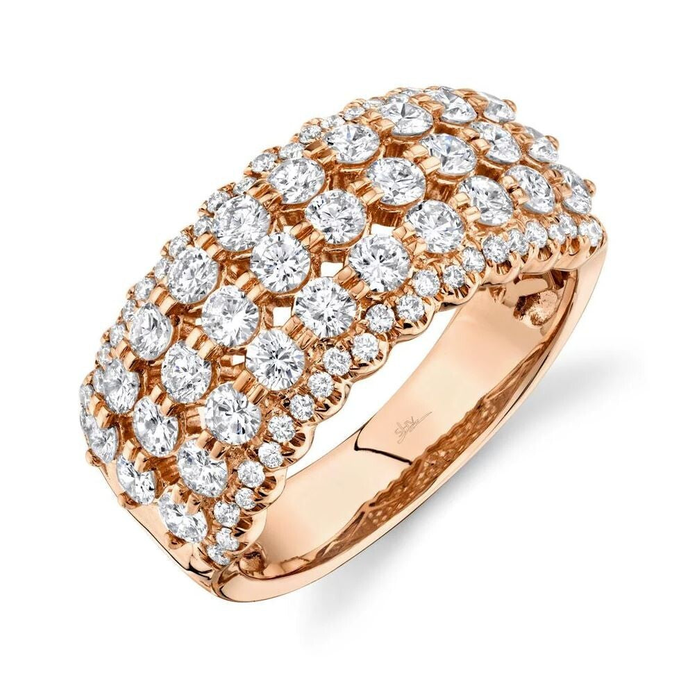 14K Rose Gold Diamond Ring Cocktail Band Anniversary Natural 1.84 CT Round Cut0