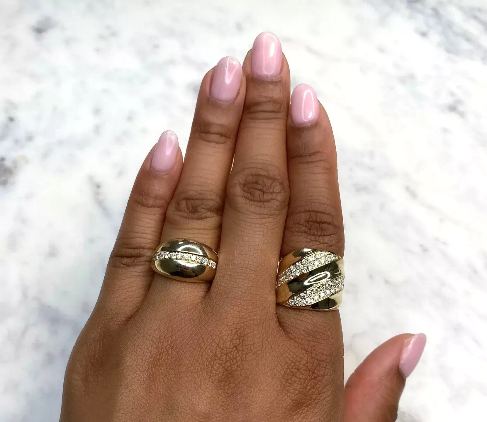 14K Yellow Gold Diamond Wide Cocktail Ring Natural 0.86 CT Round Cut1