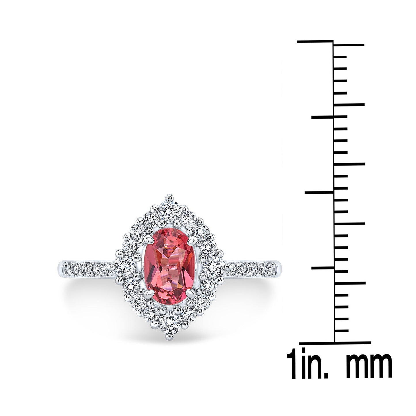Pink Tourmaline Diamond Oval Ring 14K White Gold 0.83CTW Engagement Natural2