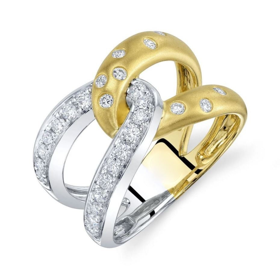 Diamond X Ring Crossover Love 14K White Gold Bezel Matte Cocktail 0.50CT Natural2