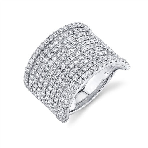 Diamond Pave Wide Ring 14K White Gold Cocktail Statement Natural 2.16 CT0