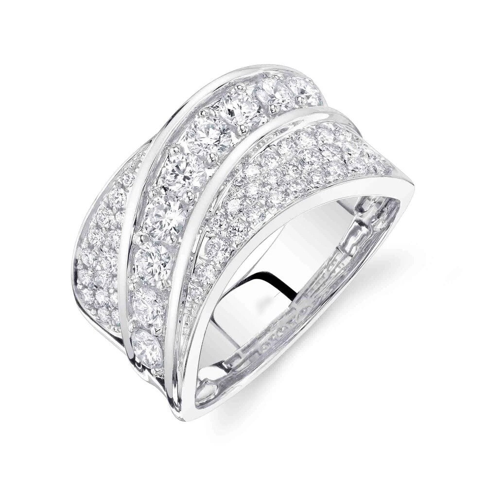 Diamond Cocktail Ring 14K White Gold 1.16 CT Natural Certified Size 70