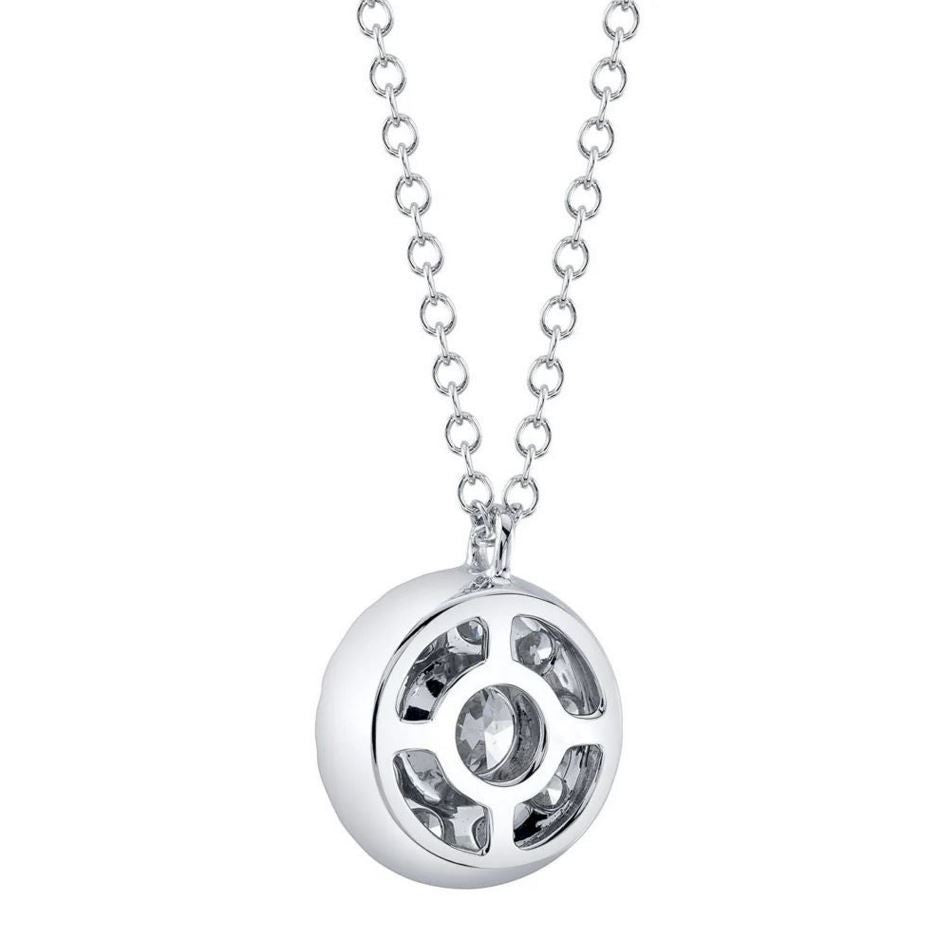 Diamond Cluster Pendant Necklace 14K White Gold 0.75 CT Round Natural Certified2