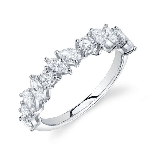 Diamond Pear Marquise Round Cut Ring 14K White Gold Mixed Shape Natural 1.06CT0