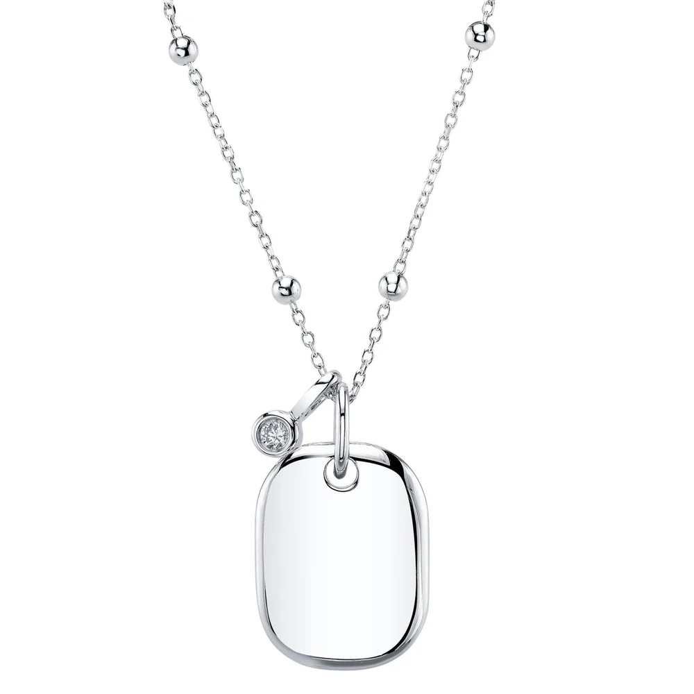 Diamond Dog Tag Necklace 14K Gold Engravable White Yellow Rose Natural2