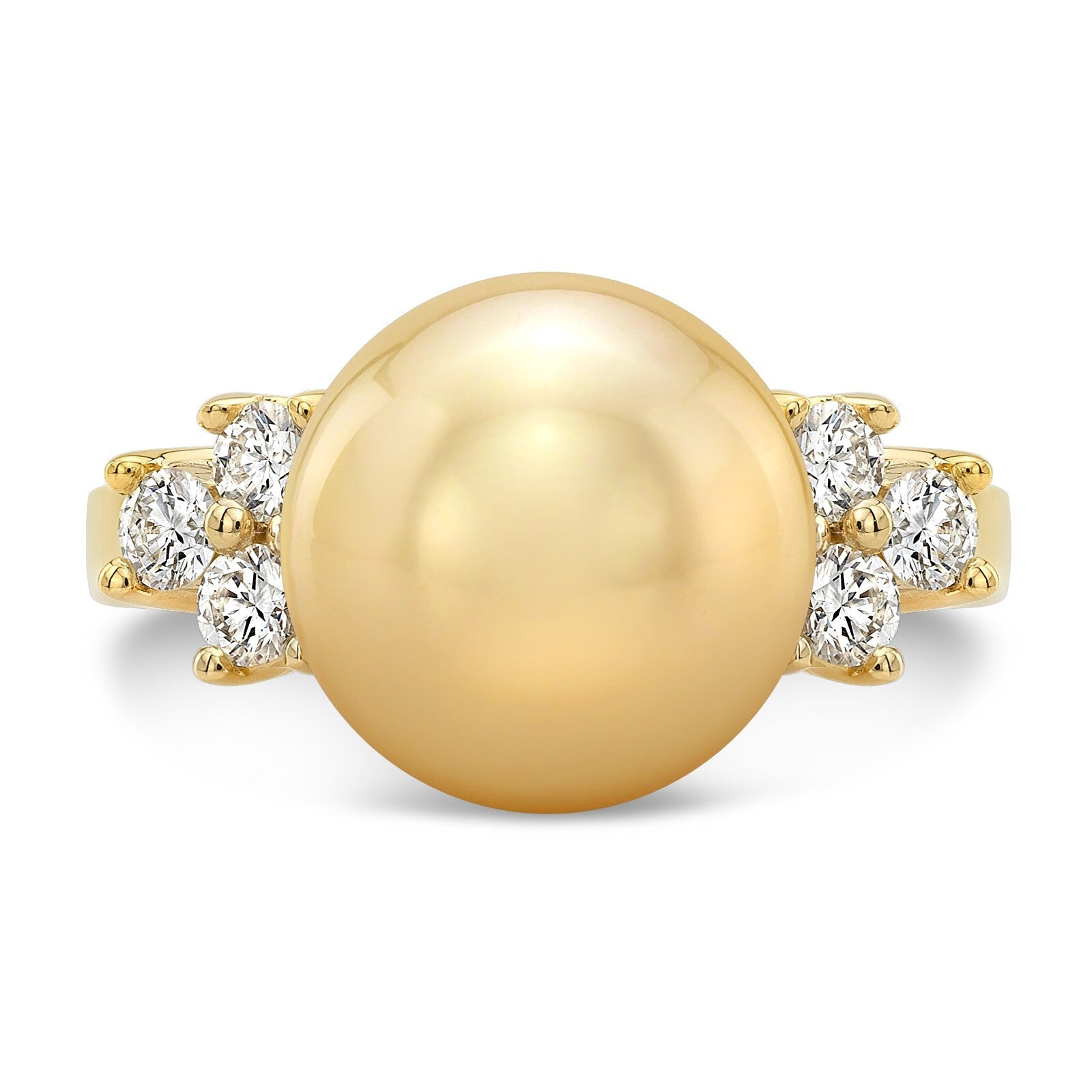 South Sea Golden Pearl Diamond Ring 18K Yellow Gold Natural Certified1