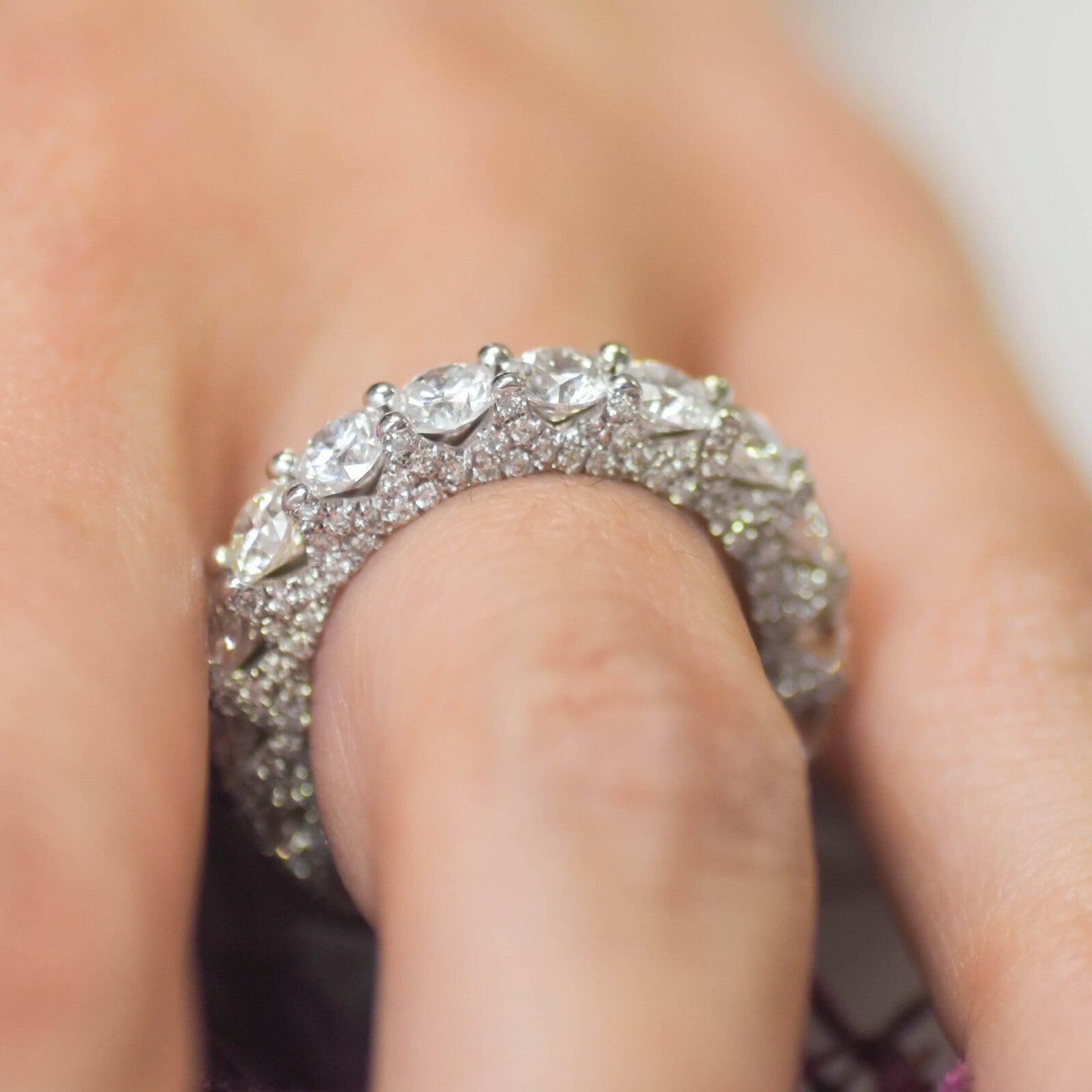 18K White Gold Diamond Eternity Ring Engagement Anniversary 5.29CT Natural4